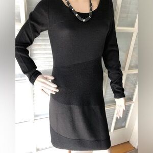 Ann Taylor Size S Black Knit Long-Sleeve Dress